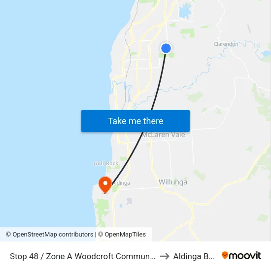 Stop 48 / Zone A Woodcroft Community Centre to Aldinga Beach map