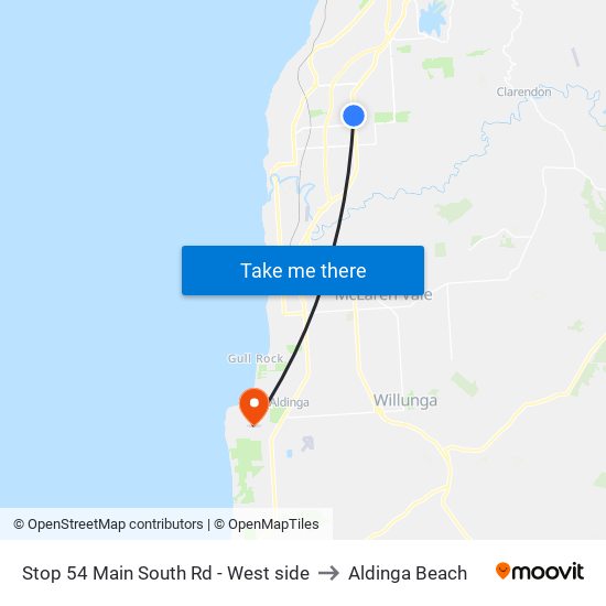 Stop 54 Main South Rd - West side to Aldinga Beach map