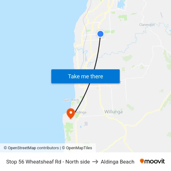 Stop 56 Wheatsheaf Rd - North side to Aldinga Beach map