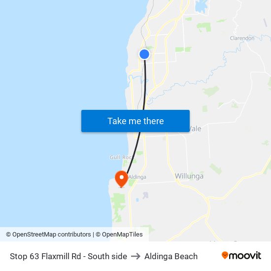 Stop 63 Flaxmill Rd - South side to Aldinga Beach map