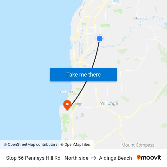 Stop 56 Penneys Hill Rd - North side to Aldinga Beach map