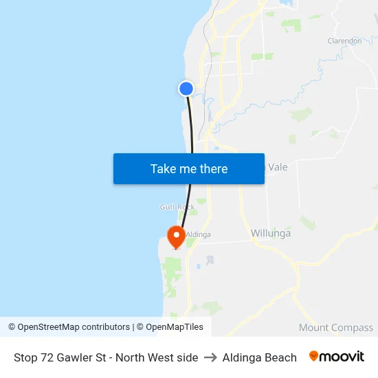 Stop 72 Gawler St - North West side to Aldinga Beach map