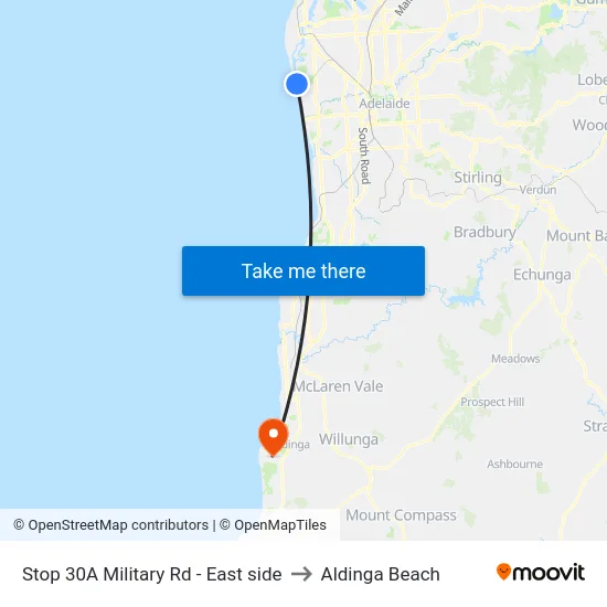 Stop 30A Military Rd - East side to Aldinga Beach map