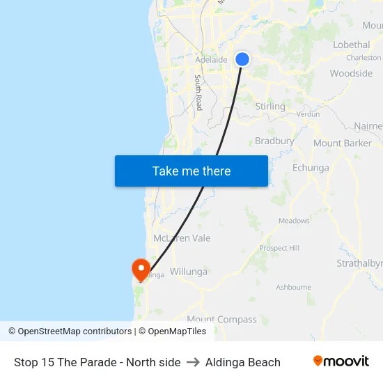 Stop 15 The Parade - North side to Aldinga Beach map