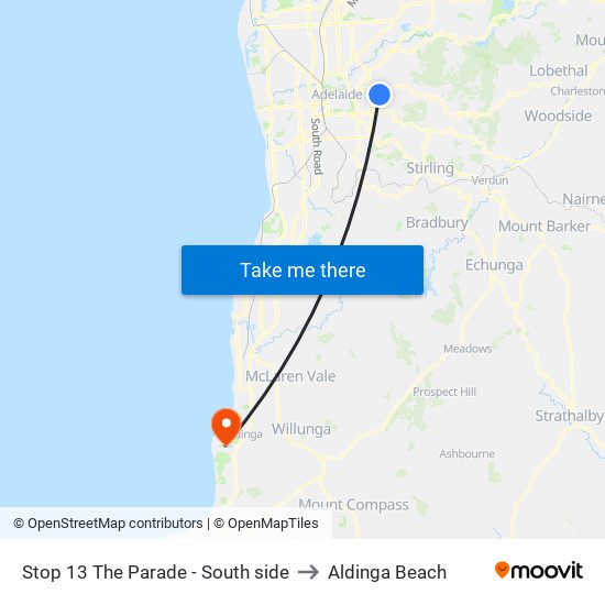 Stop 13 The Parade - South side to Aldinga Beach map