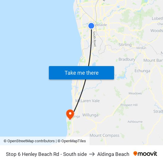 Stop 6 Henley Beach Rd - South side to Aldinga Beach map