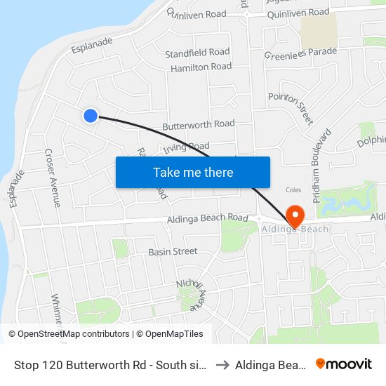 Stop 120 Butterworth Rd - South side to Aldinga Beach map