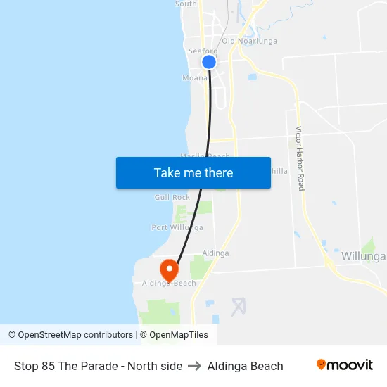 Stop 85 The Parade - North side to Aldinga Beach map