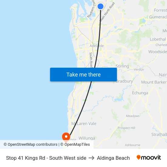 Stop 41 Kings Rd - South West side to Aldinga Beach map