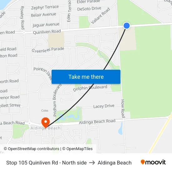 Stop 105 Quinliven Rd - North side to Aldinga Beach map