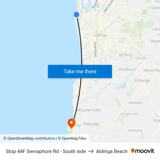Stop 44F Semaphore Rd - South side to Aldinga Beach map