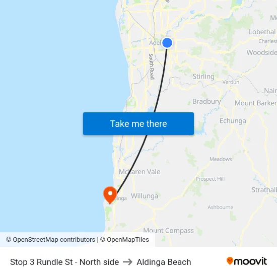 Stop 3 Rundle St - North side to Aldinga Beach map