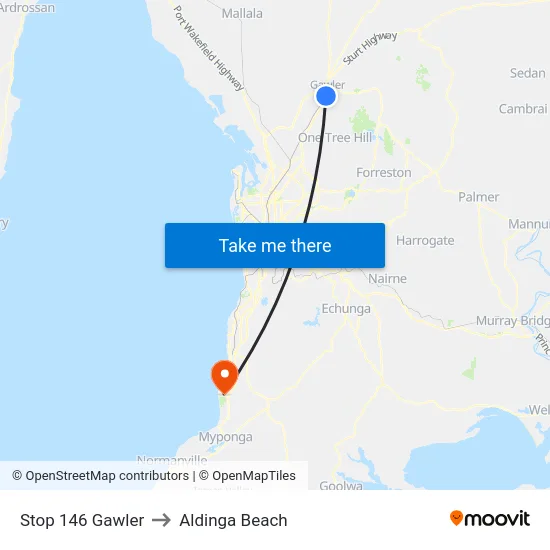Stop 146 Gawler to Aldinga Beach map