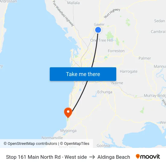 Stop 161 Main North Rd - West side to Aldinga Beach map