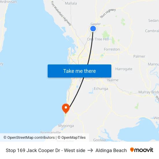 Stop 169 Jack Cooper Dr - West side to Aldinga Beach map
