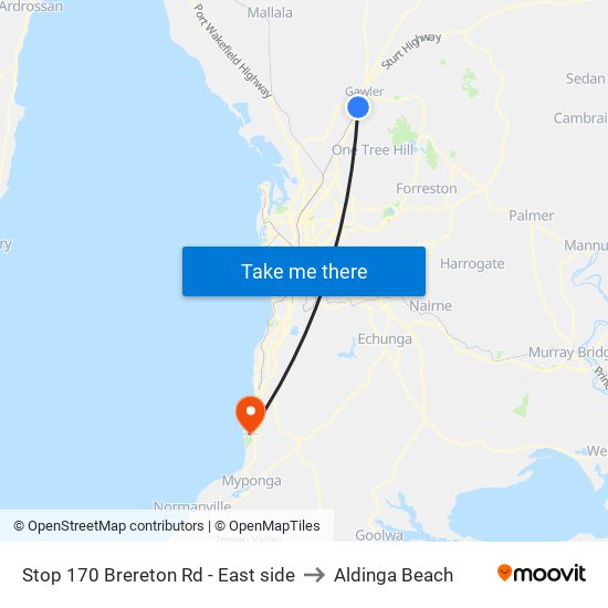 Stop 170 Brereton Rd - East side to Aldinga Beach map