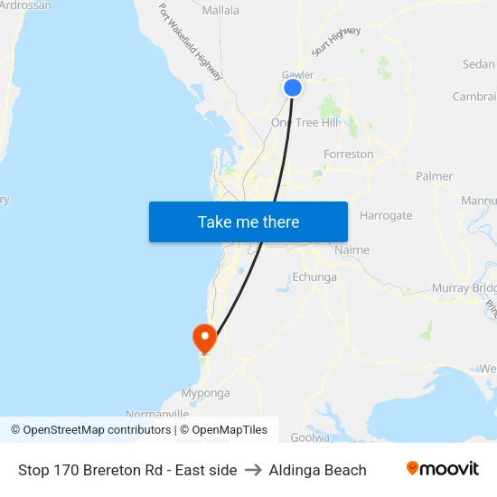 Stop 170 Brereton Rd - East side to Aldinga Beach map