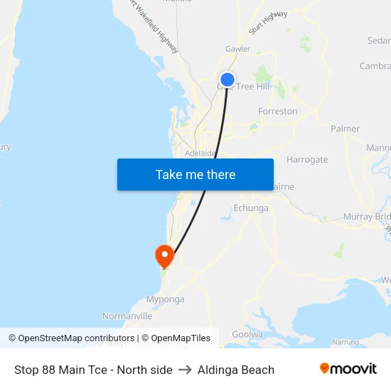 Stop 88 Main Tce - North side to Aldinga Beach map