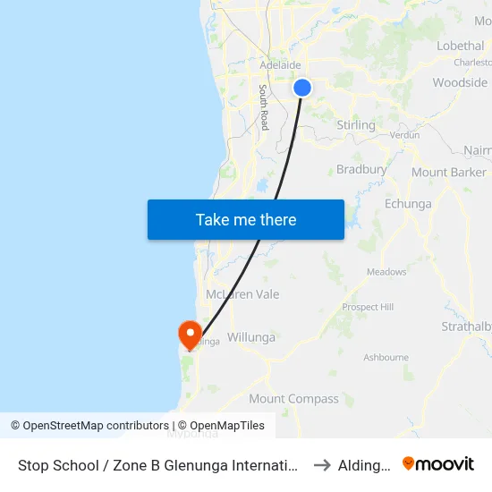 Stop School / Zone B Glenunga International High School Conyngham St to Aldinga Beach map