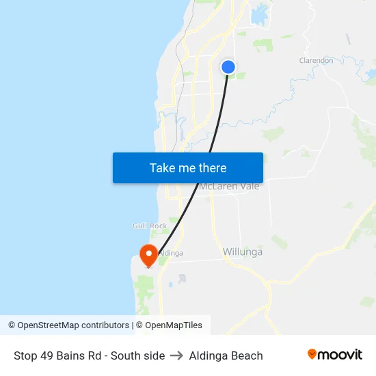 Stop 49 Bains Rd - South side to Aldinga Beach map