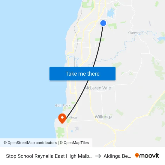 Stop School Reynella East High Malbeck Dr to Aldinga Beach map