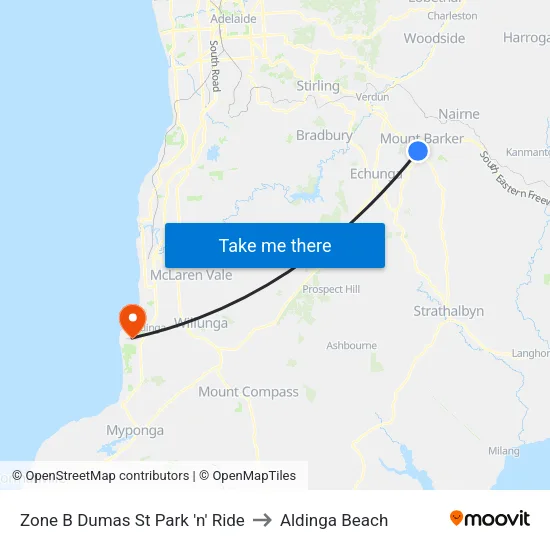 Zone B Dumas St Park 'n' Ride to Aldinga Beach map