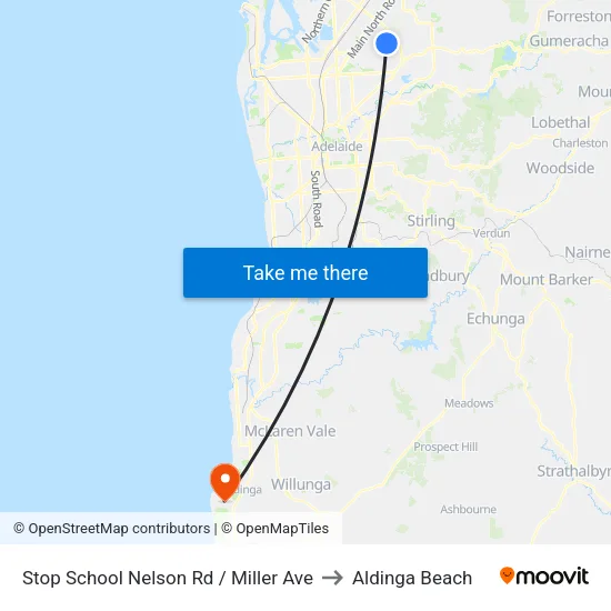 Stop School Nelson Rd / Miller Ave to Aldinga Beach map