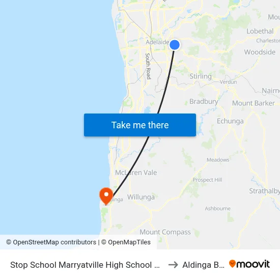 Stop School Marryatville High School Kensington Rd to Aldinga Beach map