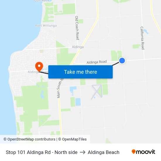 Stop 101 Aldinga Rd - North side to Aldinga Beach map