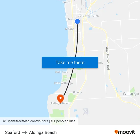 Seaford to Aldinga Beach map