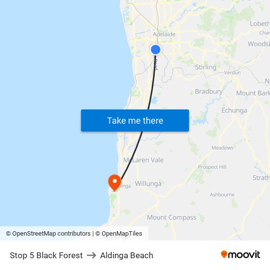 Stop 5 Black Forest to Aldinga Beach map