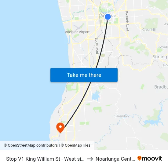 Stop V1 King William St - West side to Noarlunga Centre map