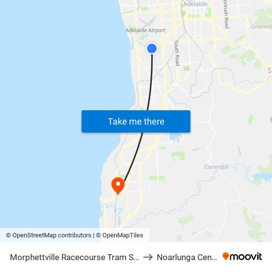 Morphettville Racecourse Tram Stop to Noarlunga Centre map