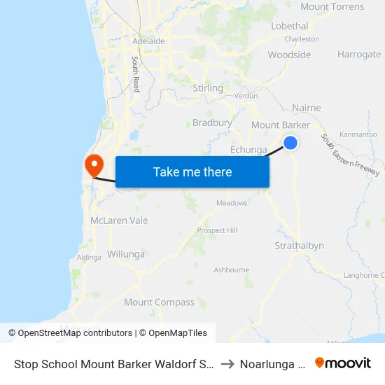 Stop School Mount Barker Waldorf School Sims Rd to Noarlunga Centre map
