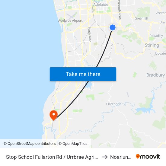 Stop School Fullarton Rd / Urrbrae Agricultural High School - West side to Noarlunga Centre map