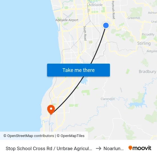 Stop School Cross Rd / Urrbrae Agricultural High School - North side to Noarlunga Centre map