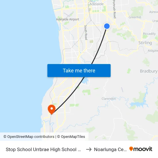 Stop School Urrbrae High School Grounds to Noarlunga Centre map