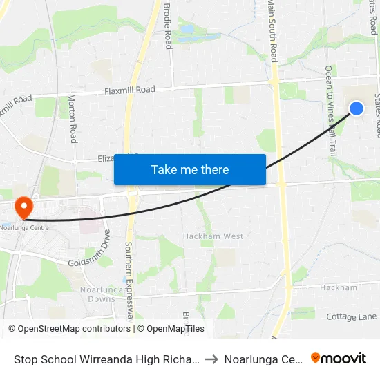 Stop School Wirreanda High Richards Dr to Noarlunga Centre map