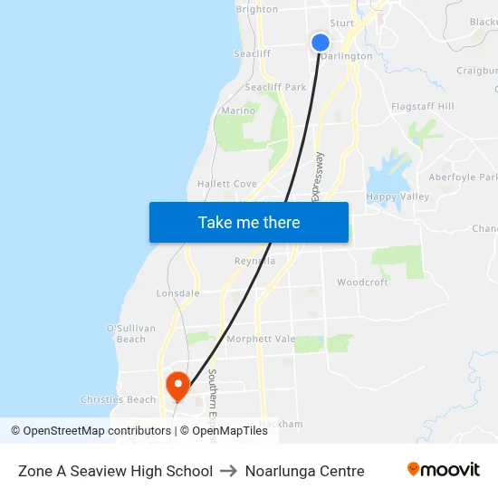 Zone A Seaview High School to Noarlunga Centre map