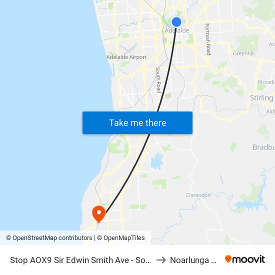 Stop AOX9 Sir Edwin Smith Ave - South East side to Noarlunga Centre map