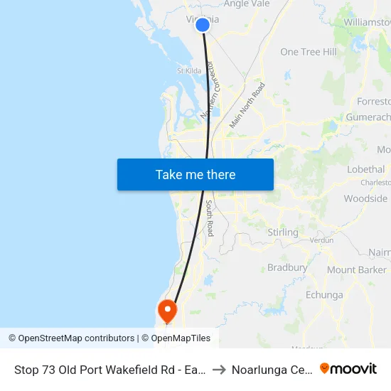 Stop 73 Old Port Wakefield Rd - East side to Noarlunga Centre map