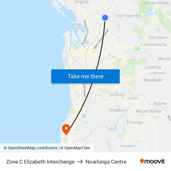 Zone C Elizabeth Interchange to Noarlunga Centre map