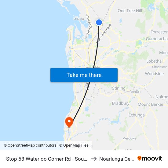 Stop 53 Waterloo Corner Rd - South side to Noarlunga Centre map