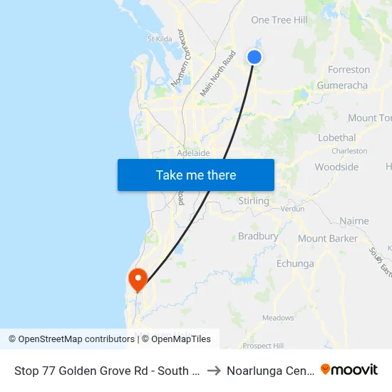 Stop 77 Golden Grove Rd - South side to Noarlunga Centre map
