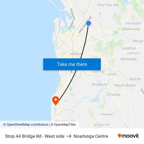 Stop 44 Bridge Rd - West side to Noarlunga Centre map