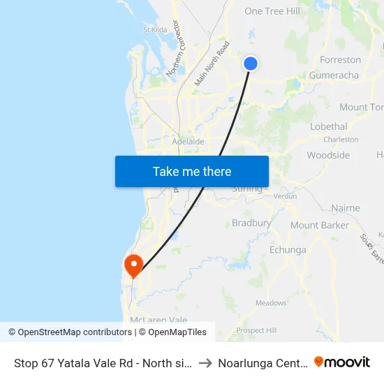 Stop 67 Yatala Vale Rd - North side to Noarlunga Centre map