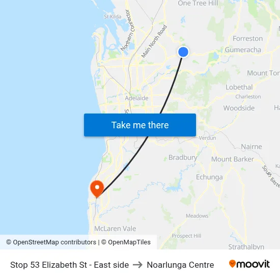 Stop 53 Elizabeth St - East side to Noarlunga Centre map