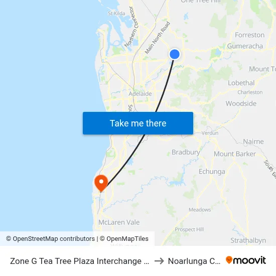 Zone G Tea Tree Plaza Interchange - East side to Noarlunga Centre map