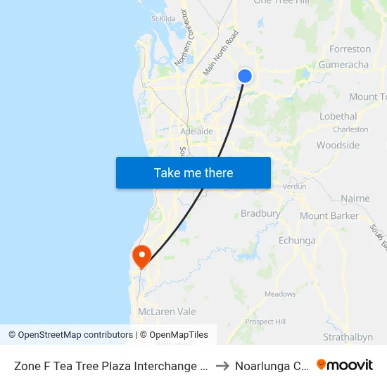 Zone F Tea Tree Plaza Interchange - East side to Noarlunga Centre map