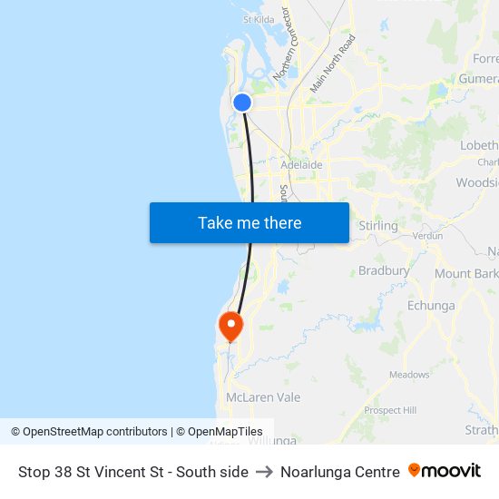 Stop 38 St Vincent St - South side to Noarlunga Centre map